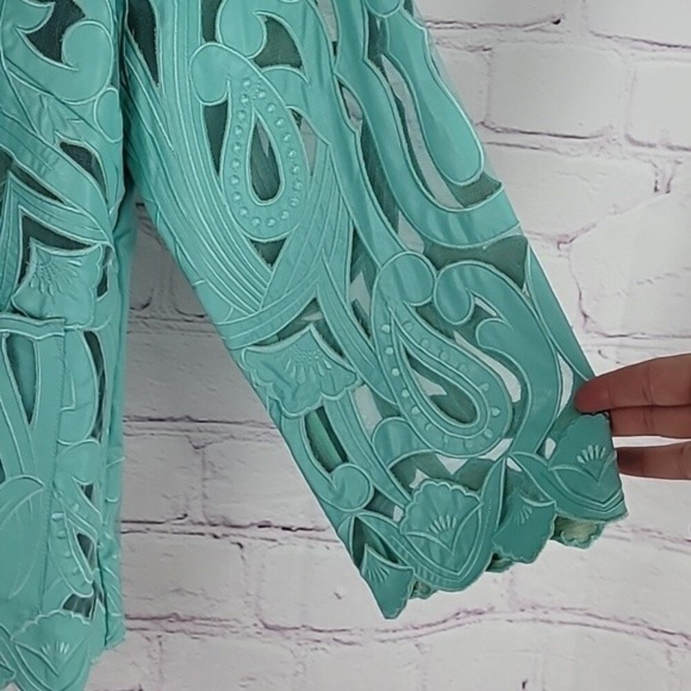 Weavz  Aquamarine colored polyurethane  zipper jacket. Size Small. - Picture 4 of 8